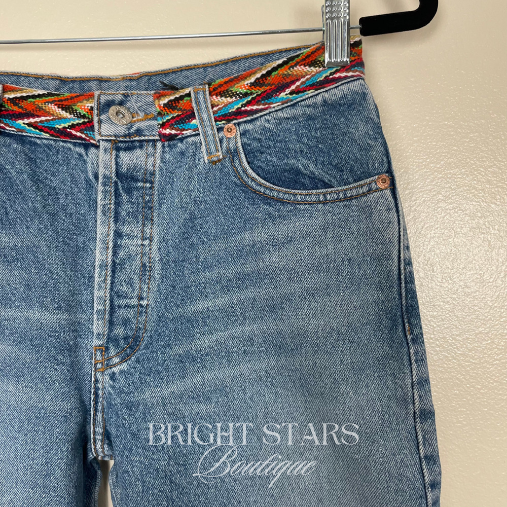 Rare Multicolor Trim Cropped Jeans ASO Buffy Summers BtVS High Rise Vintage - Picture 6 of 7